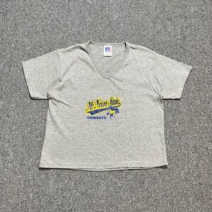Russell Athletic McNeese State Cowboys T Shirt Size M Gray V-Neck Collegiate Tee